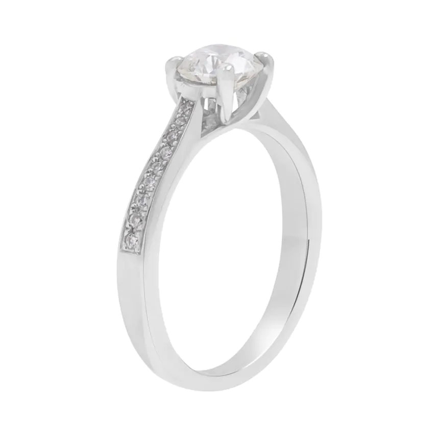 Platinum 0.90ct Round Brilliant Cut Diamond Solitaire Engagement Ring