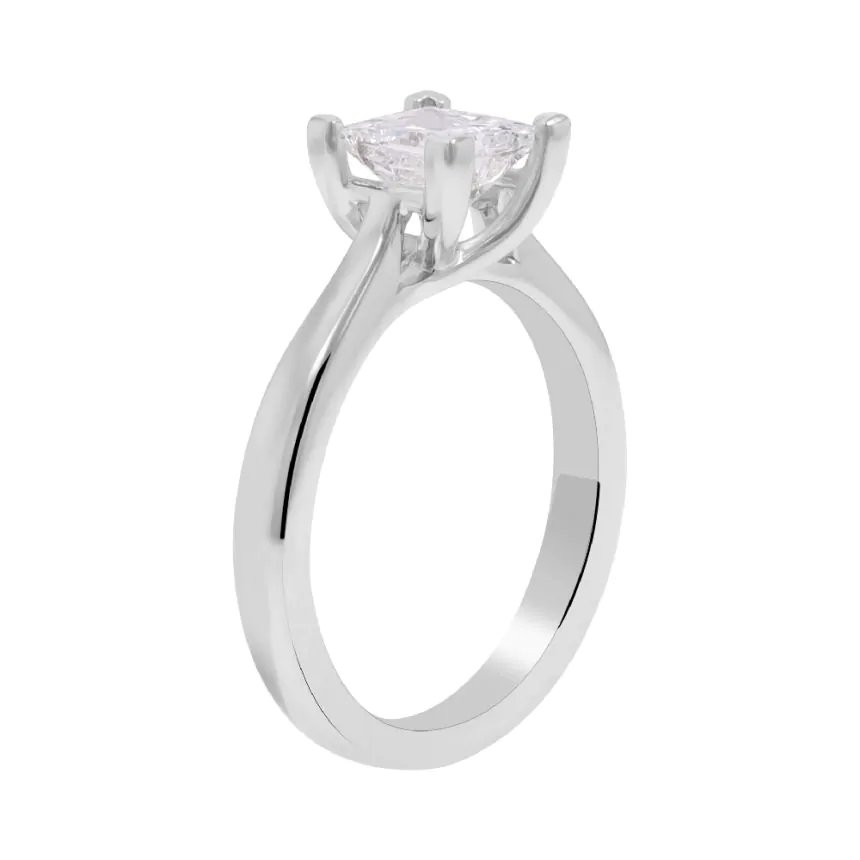 Platinum 1.00ct F VS2 Princess Cut Diamond Solitare Ring