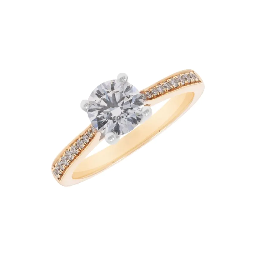 18ct Yellow & White Gold 1.01ct H SI1 Diamond Solitaire Engagement Ring