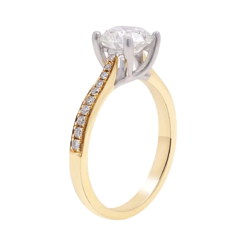 18ct Yellow Gold 1.39ct Diamond Solitaire Engagement Ring with Diamond Shoulders