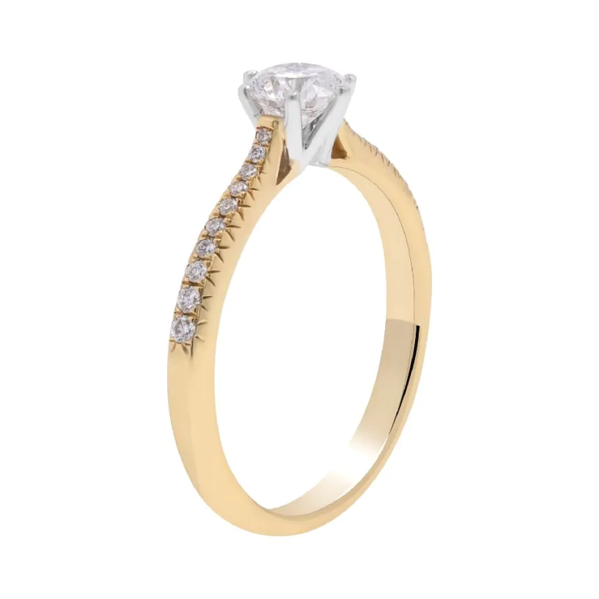 18ct Yellow & White Gold 0.50ct Brilliant Cut Diamond Solitaire Ring