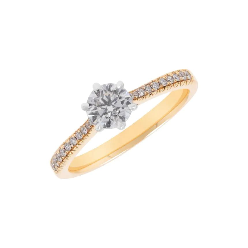 18ct Yellow Gold & White Gold 0.71ct G SI2 Brilliant Cut Diamond Ring
