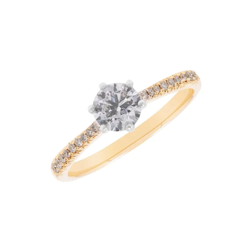 18ct Yellow & White Gold 0.70ct E VS2 Diamond Solitaire Engagement Ring