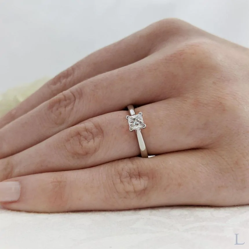 Esme Platinum 0.50ct F VS Princess Cut Diamond Solitaire Ring
