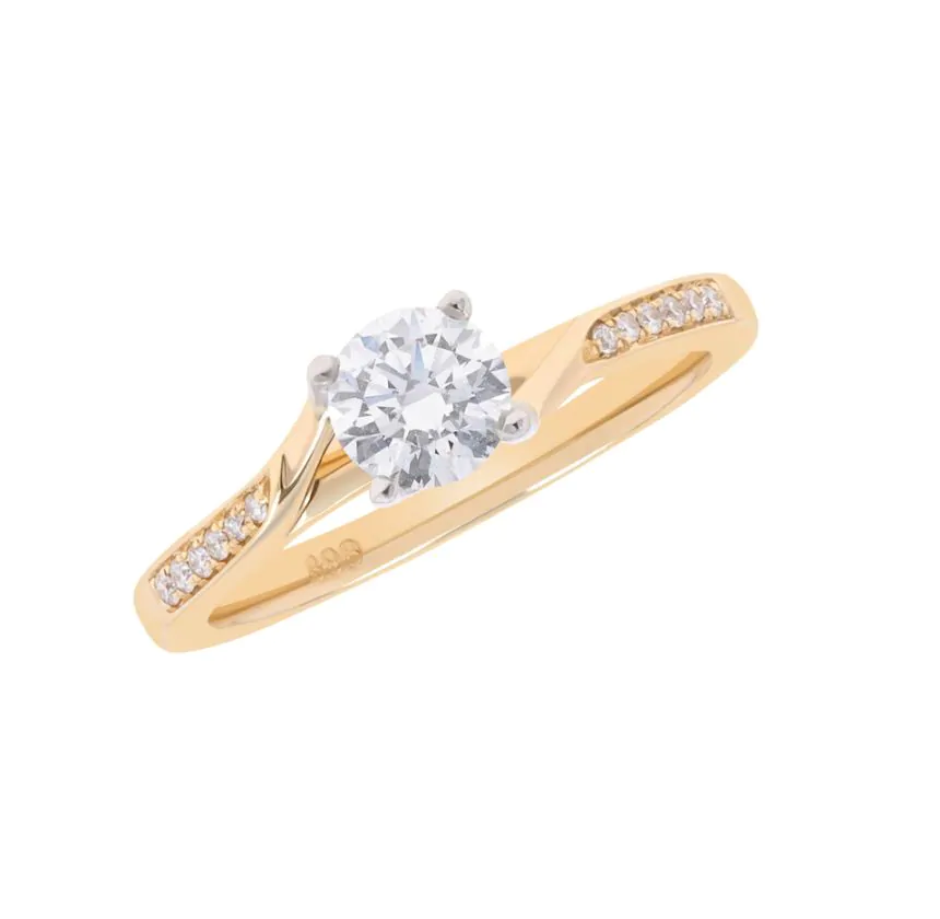 18ct Yellow Gold 0.55ct Diamond Shoulders Engagement Ring