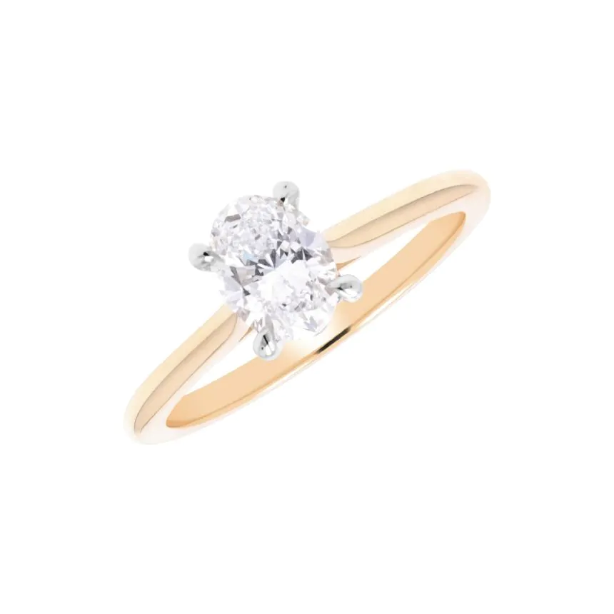 Wendy 18ct Yellow Gold and Platinum 0.76ct Oval Cut Diamond Solitaire Ring