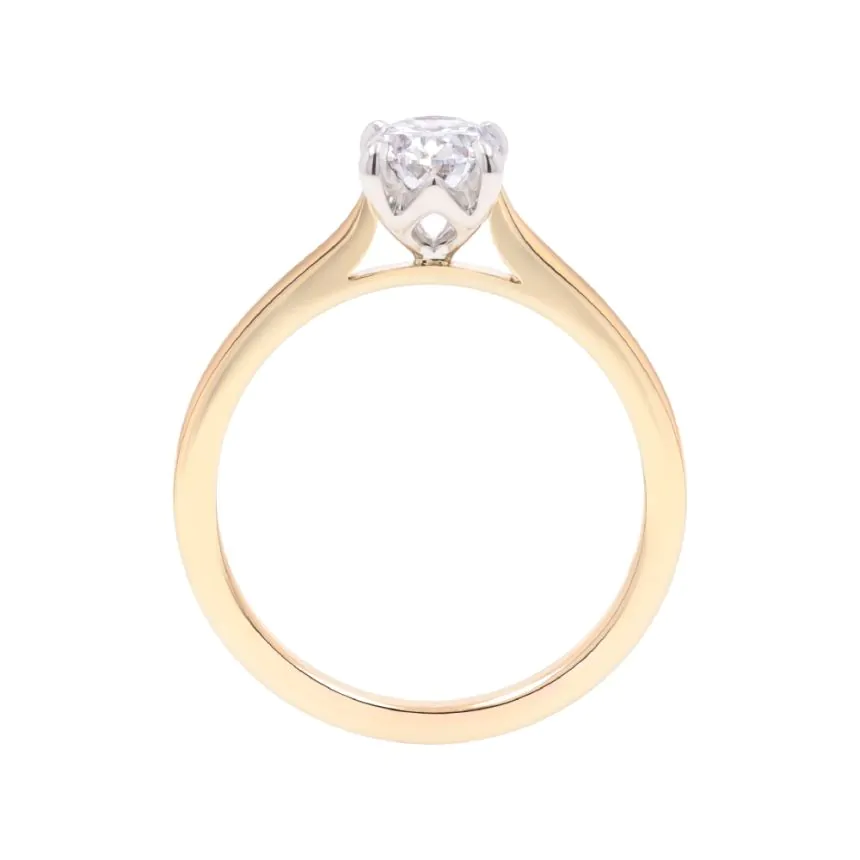 Wendy 18ct Yellow Gold and Platinum 0.76ct Oval Cut Diamond Solitaire Ring