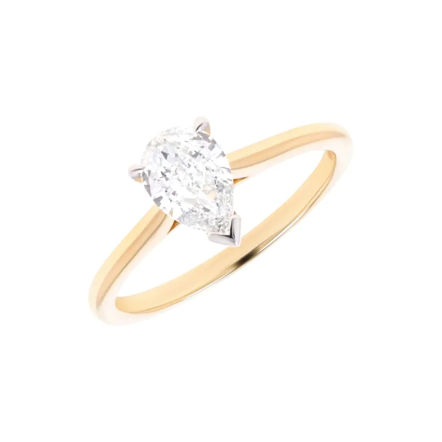 Wendy 18ct Yellow Gold and Platinum 0.70ct Pear Cut Diamond Solitaire Ring