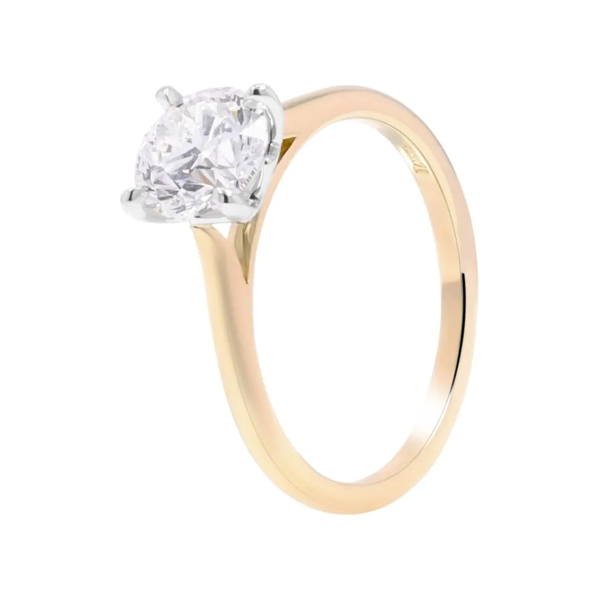 Wendy 18ct Yellow Gold and Platinum 1.00ct Brilliant Cut Diamond Solitaire Ring
