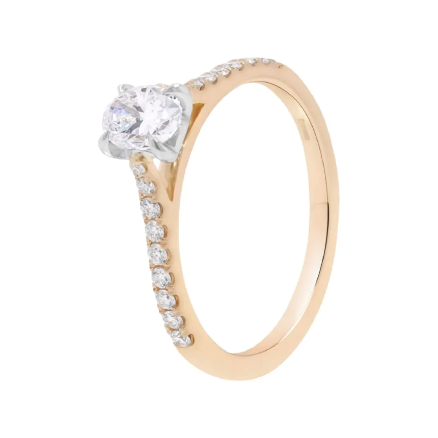 Wendy 18ct Yellow Gold and Platinum 0.50ct Oval Cut Diamond Solitaire Ring