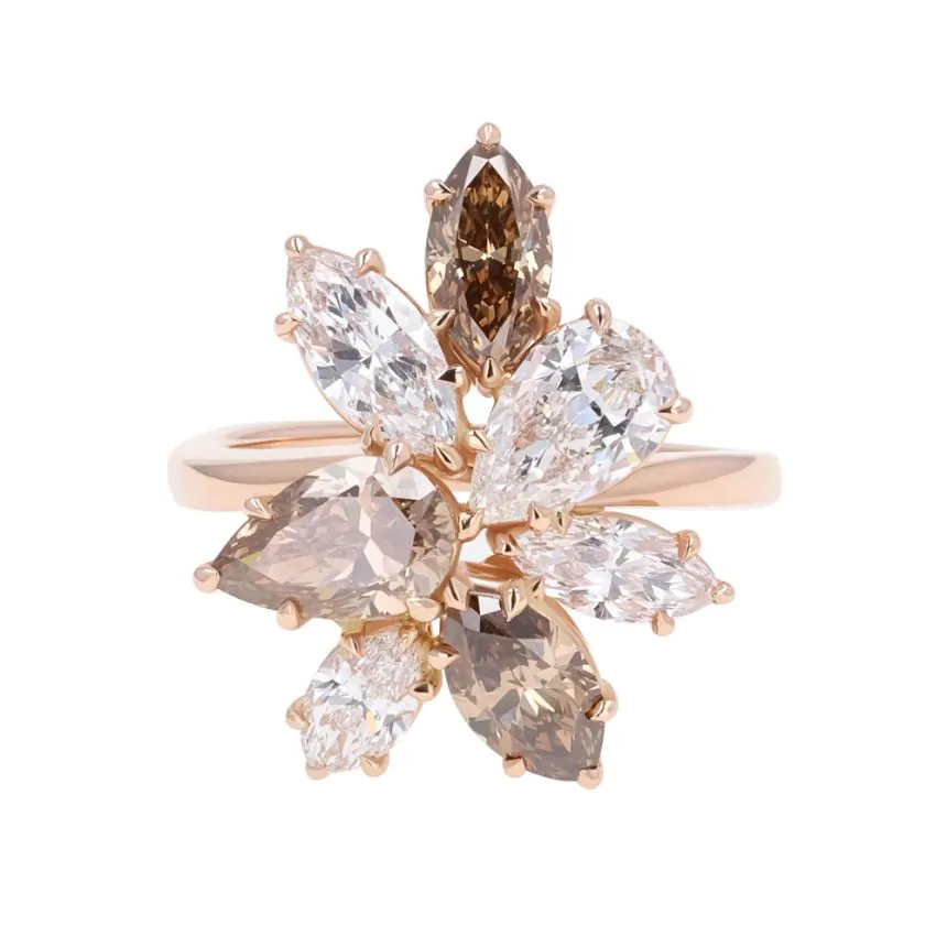 18ct Rose Gold 2.15ct Brown & 1.88ct White Diamond Dress Ring
