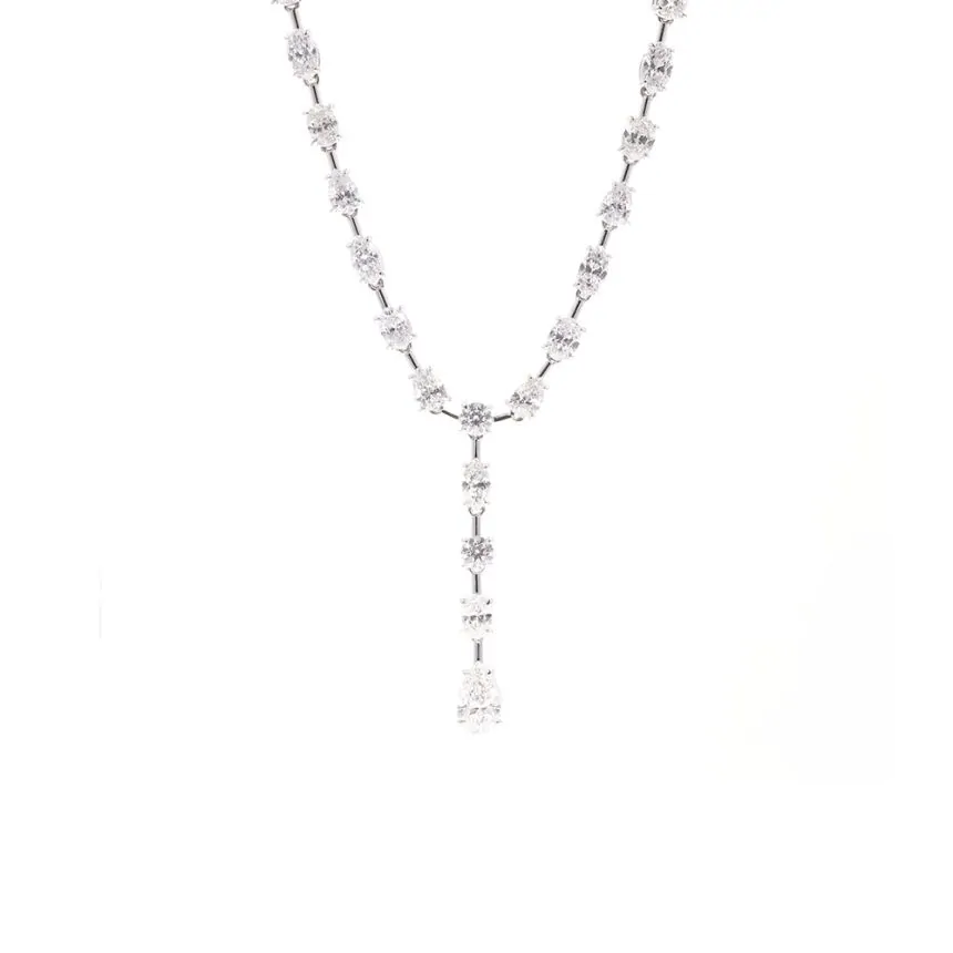 18ct White Gold Handcrafted 25.70ct Diamond Necklace