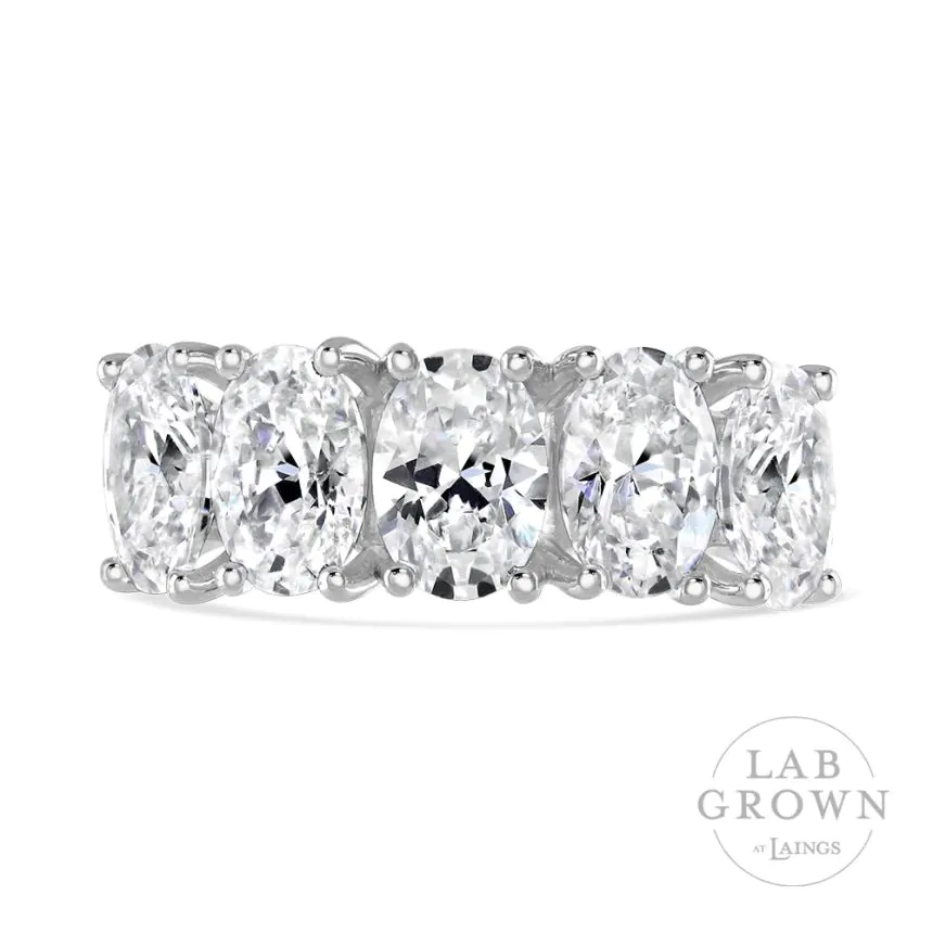 Platinum Laboratory Grown 3.50ct Diamond Five Stone Eternity Ring