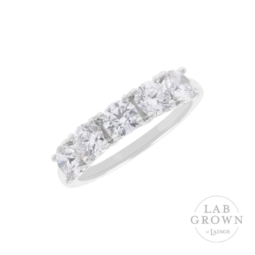 Platinum Laboratory Grown 1.54ct D VS1 Diamond Five Stone Eternity Ring