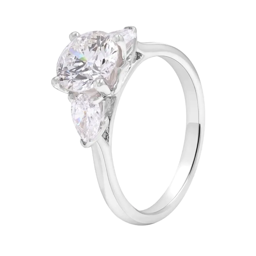 Platinum Laboratory Grown 1.50ct F VS2 Diamond Three Stone Ring