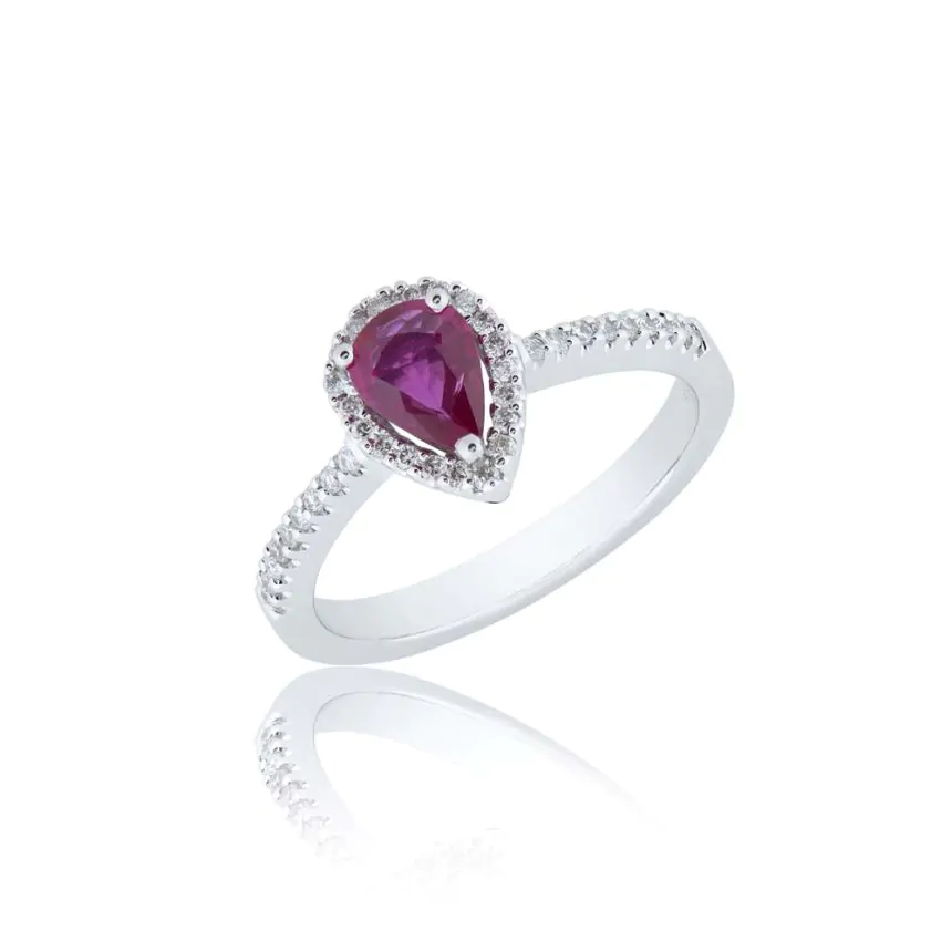 14ct White Gold 0.63ct Ruby and diamond Ring