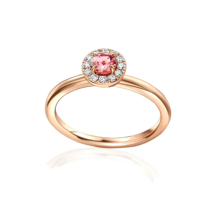 18ct Rose Gold Pink Tourmaline and Diamond Cluster Ring