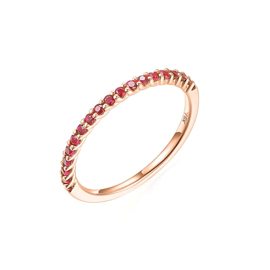 18ct Rose Gold 0.25ct Pink Tourmaline Half Eternity Ring