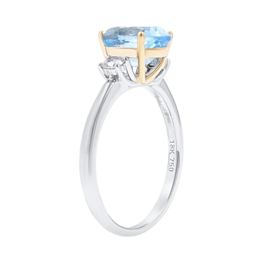 18ct White Gold 1.84ct Aquamarine and 0.17ct Diamond Three Stone Ring