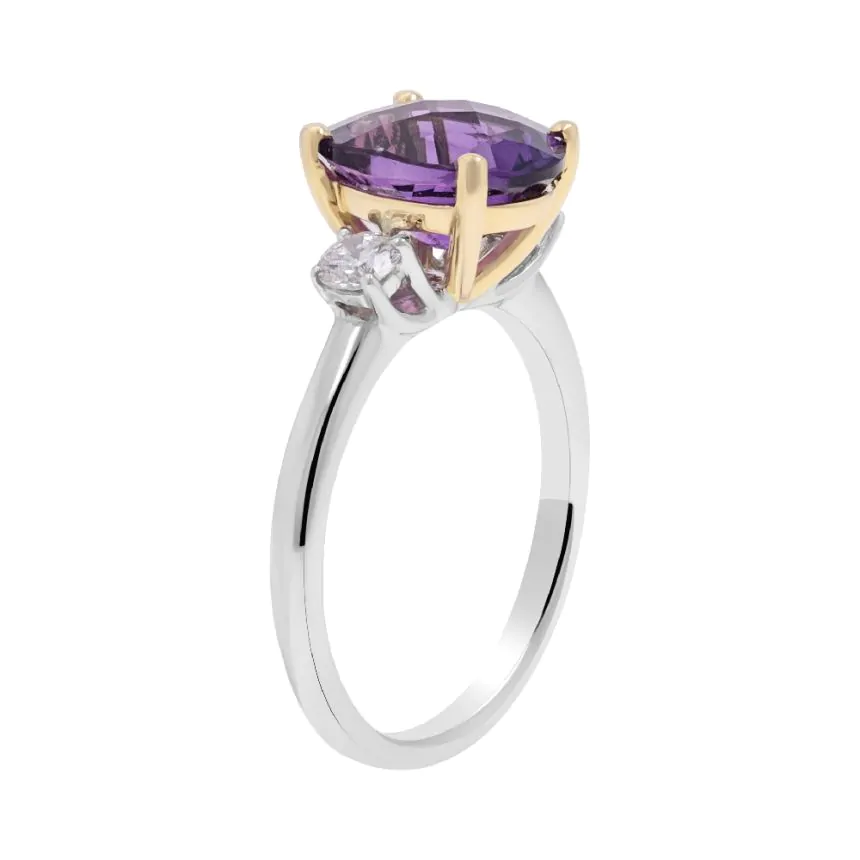 18ct White Gold 2.41ct Amethyst and 0.26ct Diamond Ring