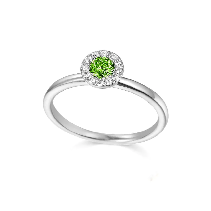 18ct White Gold Peridot and Diamond Cluster Ring