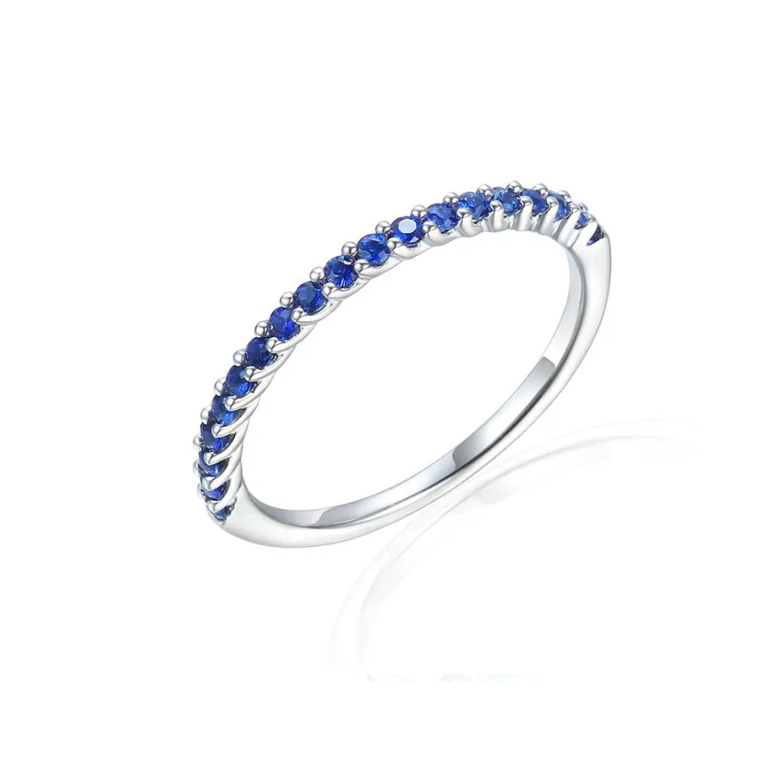 18ct White Gold 0.30ct Blue Sapphire Half Eternity Ring