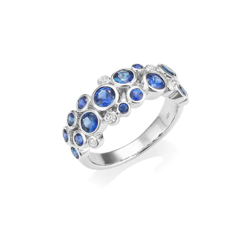 18ct White Gold 2.00ct Sapphire and 0.10ct Diamond Bubble Ring