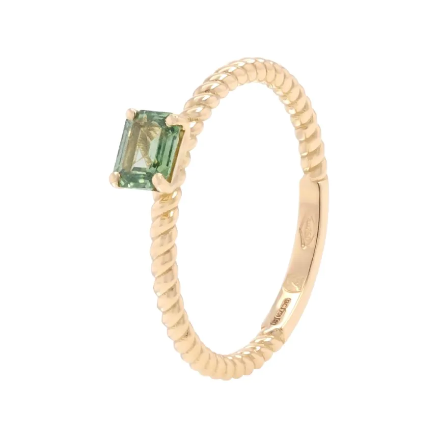 18ct Yellow Gold 0.45ct Green Sapphire Solitaire Ring