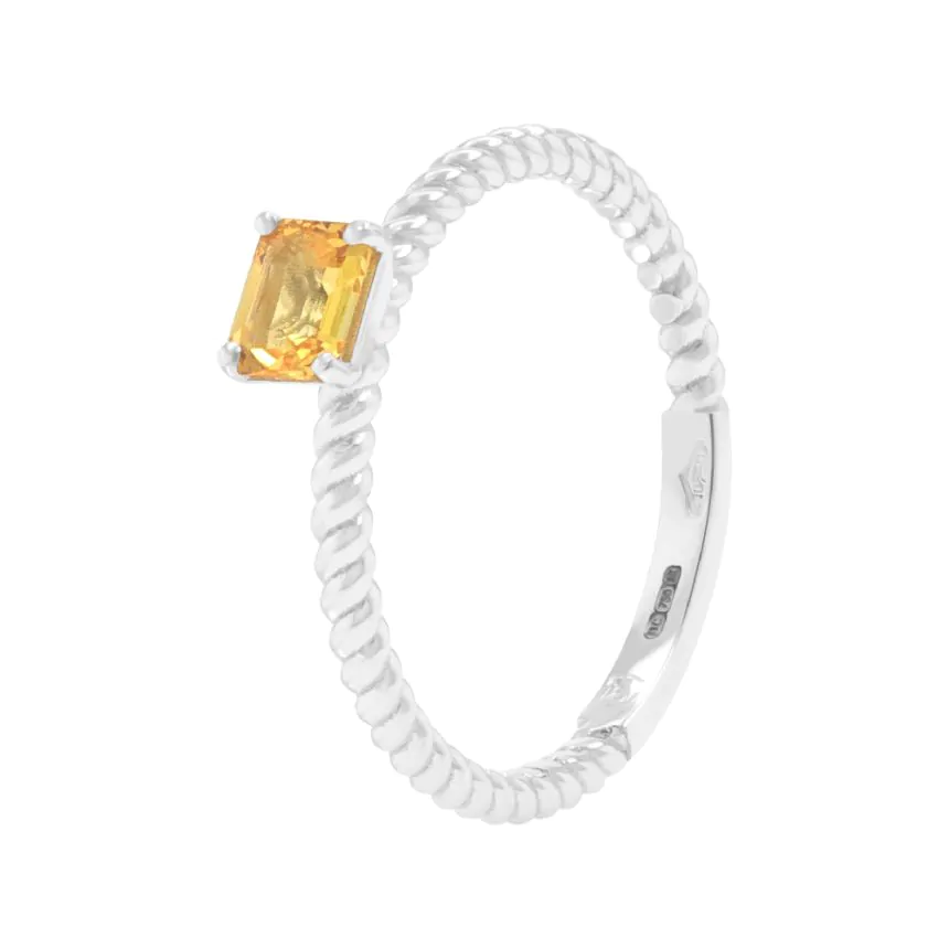 18ct White Gold 0.42ct Yellow Sapphire Solitaire Ring