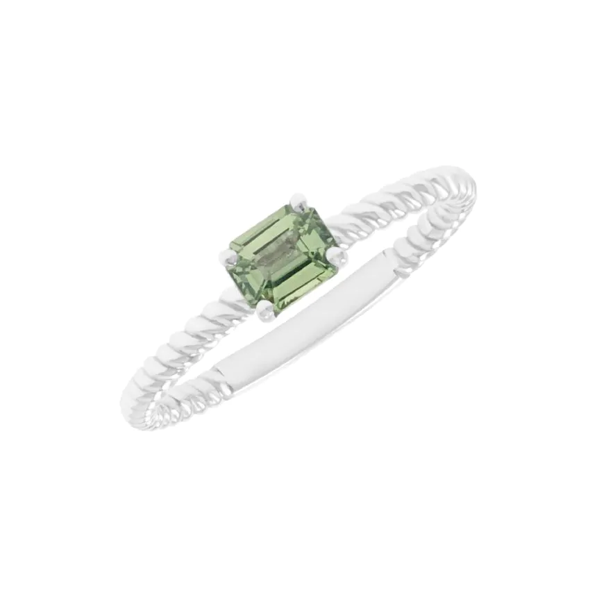 18ct White Gold 0.49ct Green Sapphire Solitaire Ring