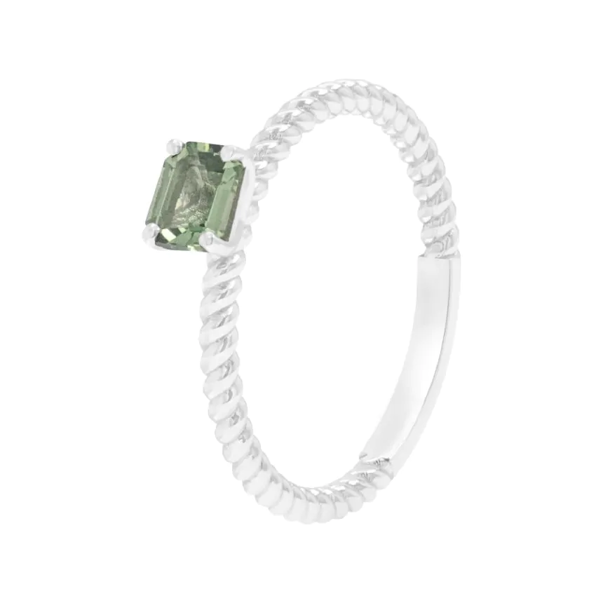 18ct White Gold 0.49ct Green Sapphire Solitaire Ring