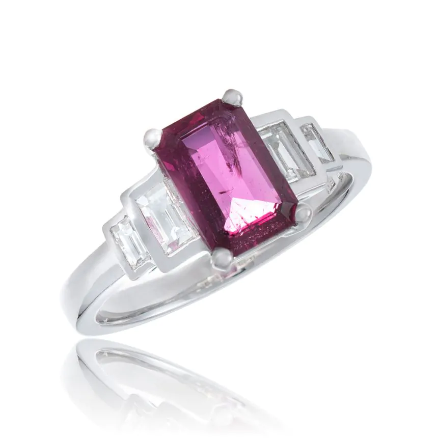 Platinum 1.74ct Ruby & 0.47ct Diamond Dress Ring