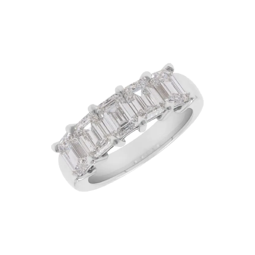 Platinum 3.00ct Five Stone Emerald Cut Diamond Eternity Ring