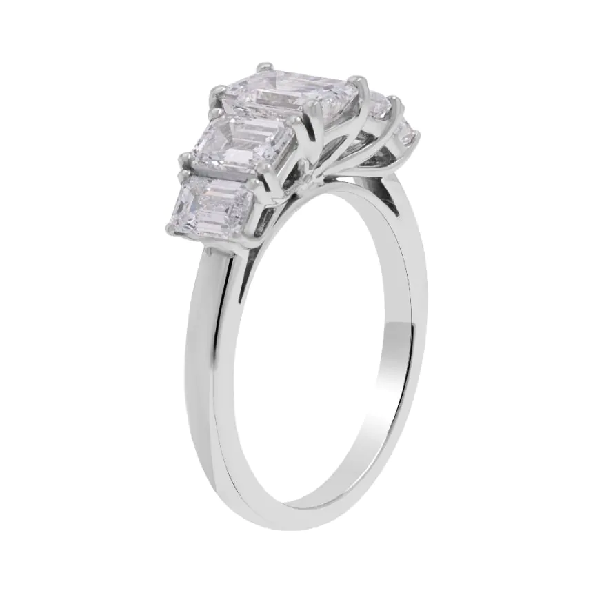 Platinum 5 Stone Graduated 2.63ct Emerald Cut Diamond Ring
