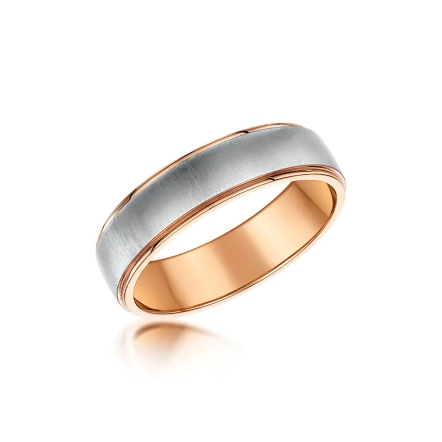 Men's 6mm Rose Gold & Palladium Wedding Ring