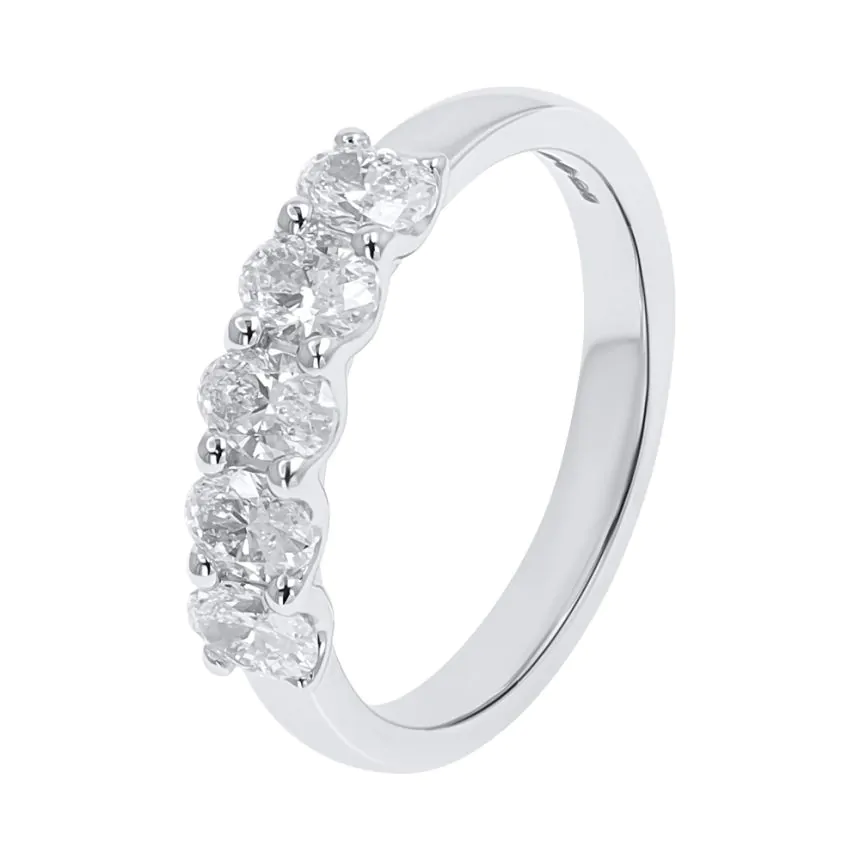 Platinum 0.90ct Five Stone Diamond Wedding Ring
