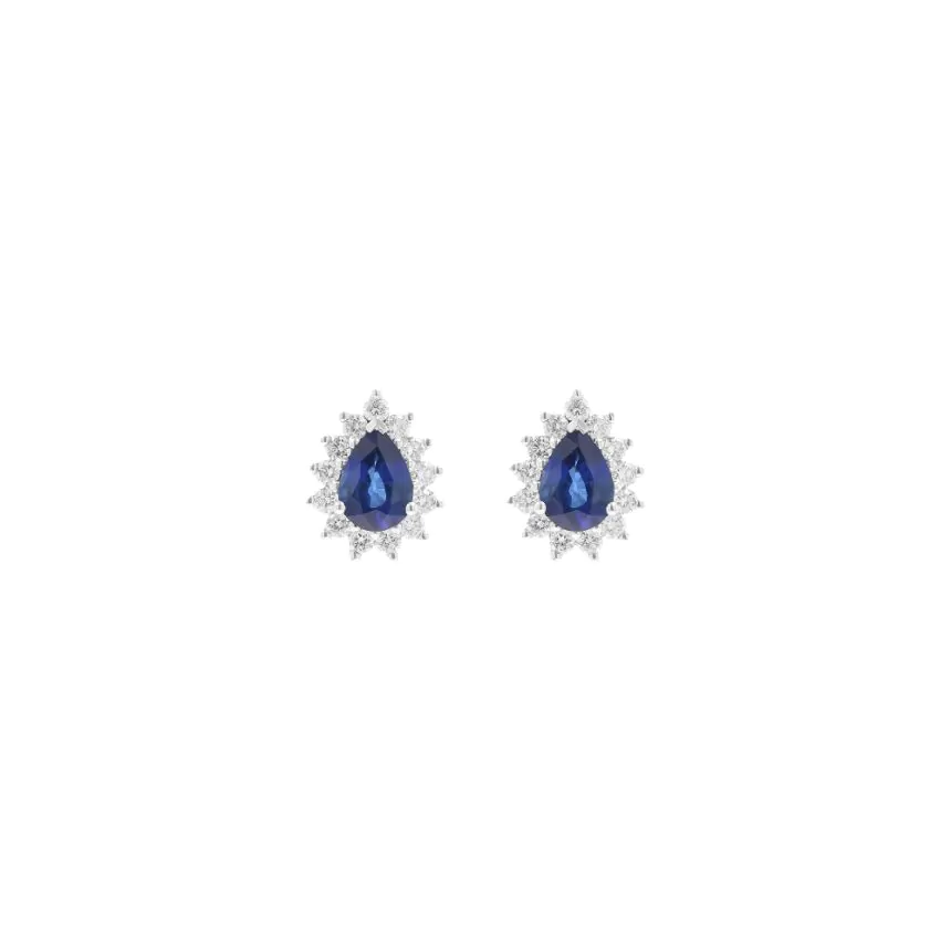18ct White Gold Pear Cut Sapphire Stud Earrings