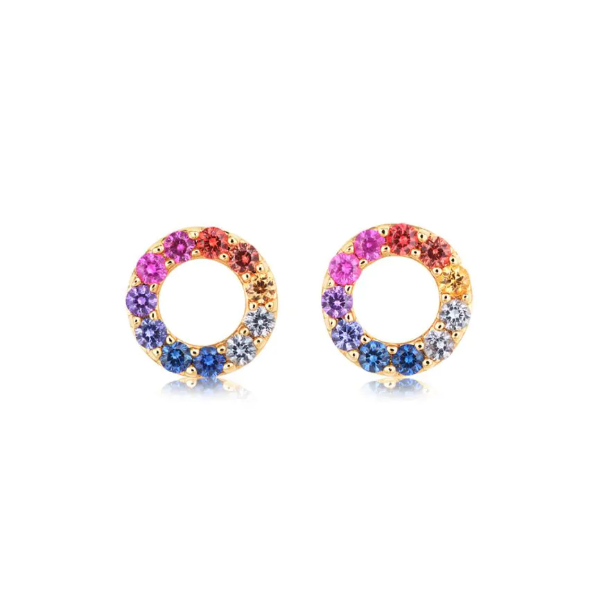 18ct Yellow Gold 0.38ct Rainbow Sapphire Stud Earrings