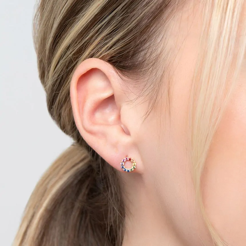 18ct Yellow Gold 0.38ct Rainbow Sapphire Stud Earrings