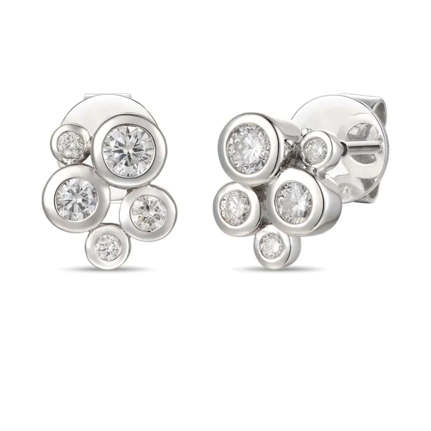 18ct White Gold 0.41ct Diamond Cluster Stud Earrings