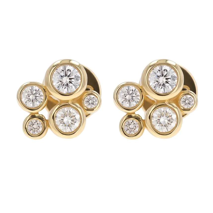 18ct Yellow Gold 0.41ct Diamond Cluster Stud Earrings
