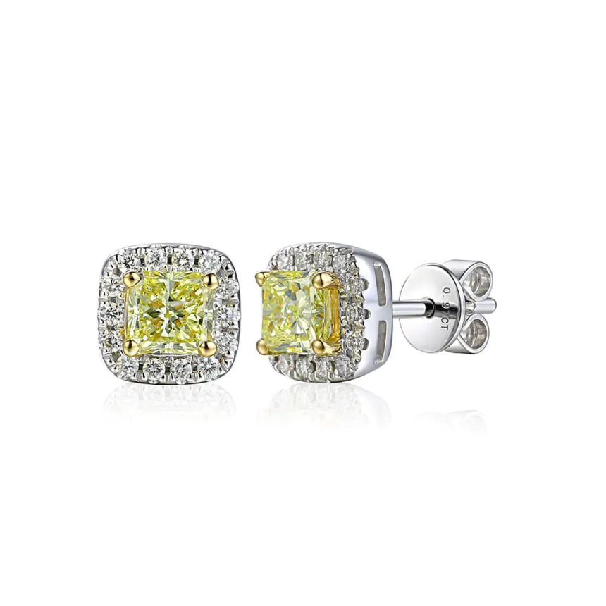 18ct White Gold Yellow Diamond Stud Earrings