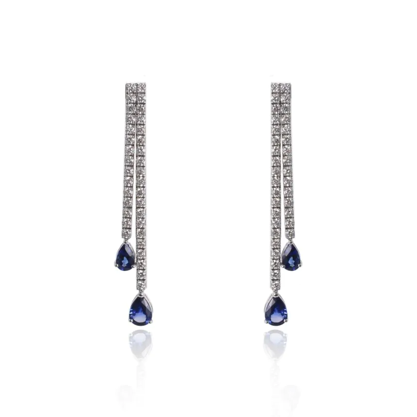 18ct White Gold 2.32ct Sapphire and Diamond Earrings