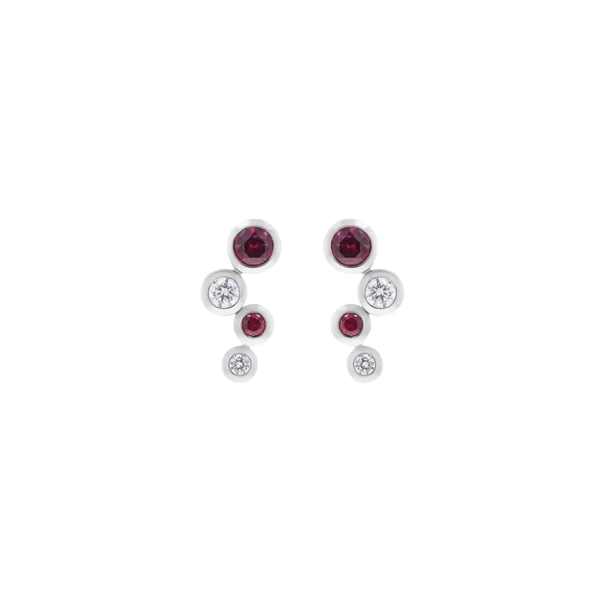 18ct White Gold 0.77ct Ruby and 0.29ct Diamond Drop Earrings