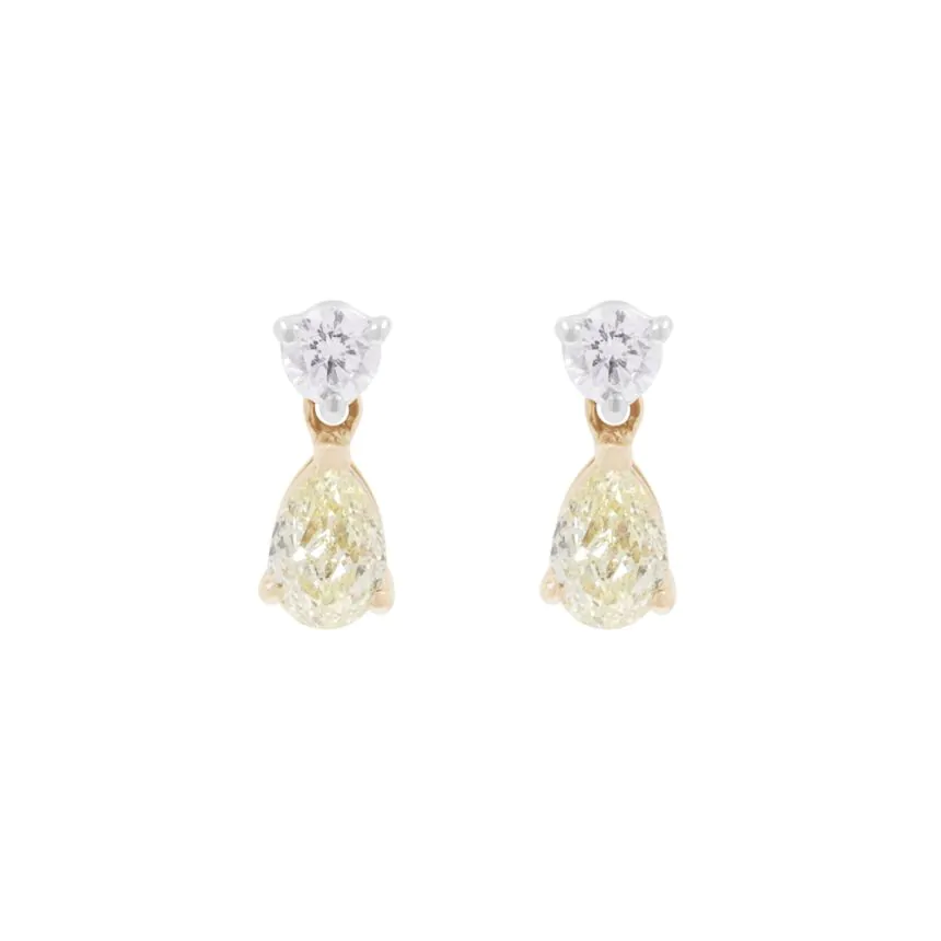 18ct White and Yellow Gold 1.04ct Diamond Drop Earrings