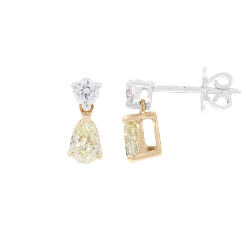 18ct White and Yellow Gold 1.04ct Diamond Drop Earrings