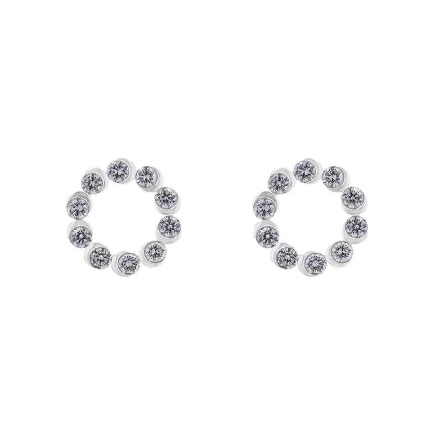 18ct White Gold 1.20ct Diamond Circular Stud Earrings