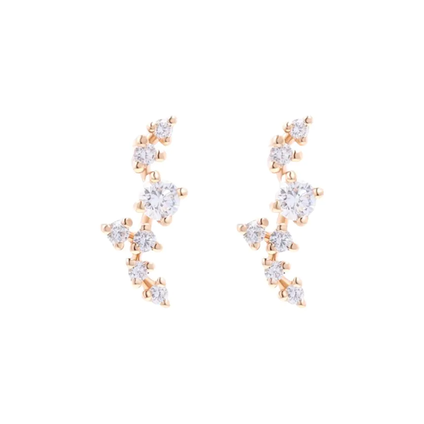 18ct Rose Gold 0.41ct Diamond Blossom Stud Earrings