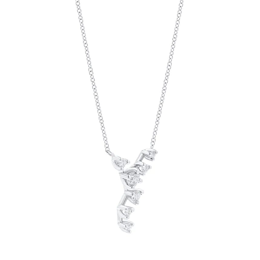 18ct White Gold 0.24ct Diamond Blossom Pendant with Chain