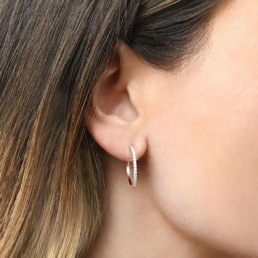 18ct White Gold 0.49ct Diamond Hoop Earrings